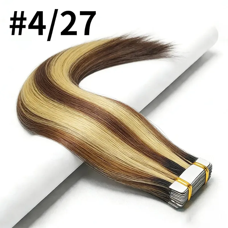 Straight Tape In Hair Extensions Real Human Hair Seamless Tape In Human Hair Extensions 50Gram 20Pcs Invisible Brown Tape Ins — image 16