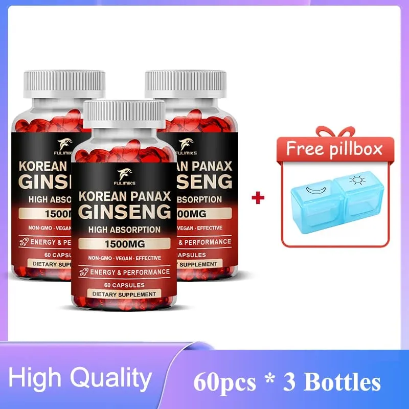 Panax Ginseng 15 000 mg - Red Korean Ginseng Συμπλήρωμα για Άντρες - Extra Strength - Energy Focus Παραγωγικότητα & απόδοση