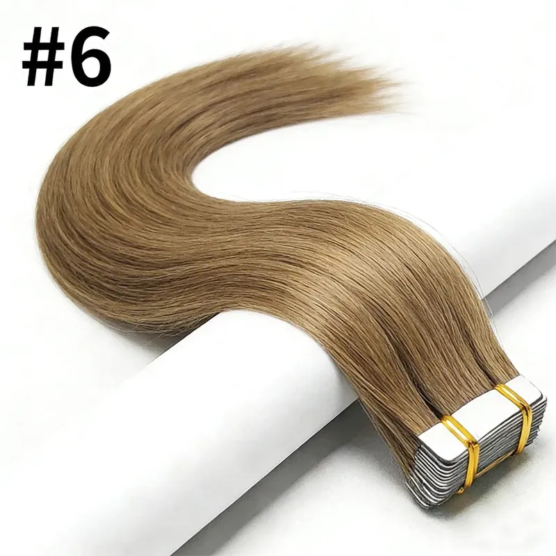Straight Tape In Hair Extensions Real Human Hair Seamless Tape In Human Hair Extensions 50Gram 20Pcs Invisible Brown Tape Ins — image 13