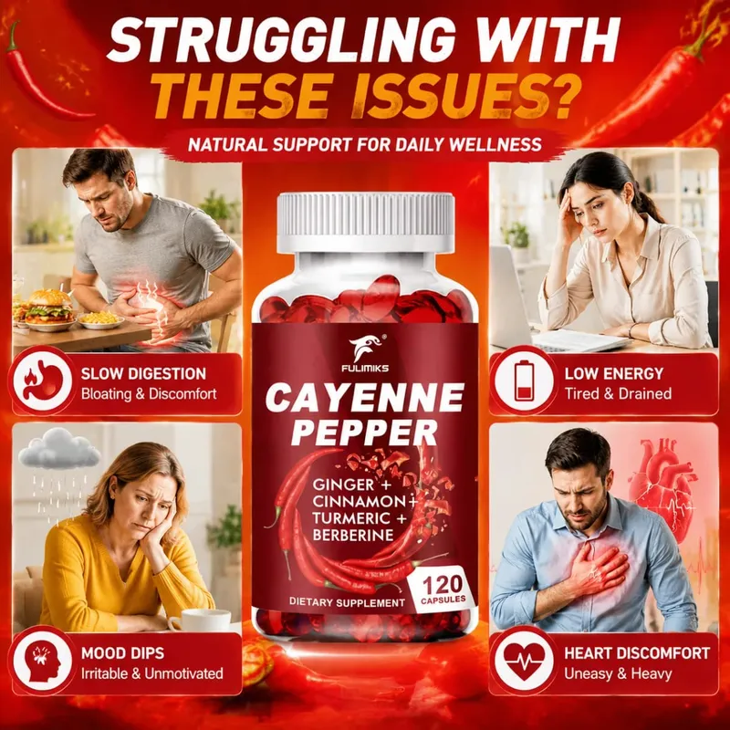 Cayenne Pepper Capsules Supports Cardiovascular Health Improves Digestion & Blood Circulation Capsaicin Supplement Softgels — image 2