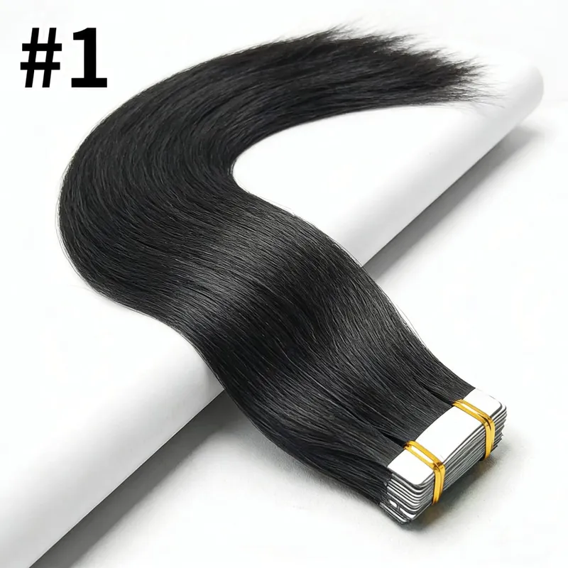 Straight Tape In Hair Extensions Real Human Hair Seamless Tape In Human Hair Extensions 50Gram 20Pcs Invisible Brown Tape Ins — image 9