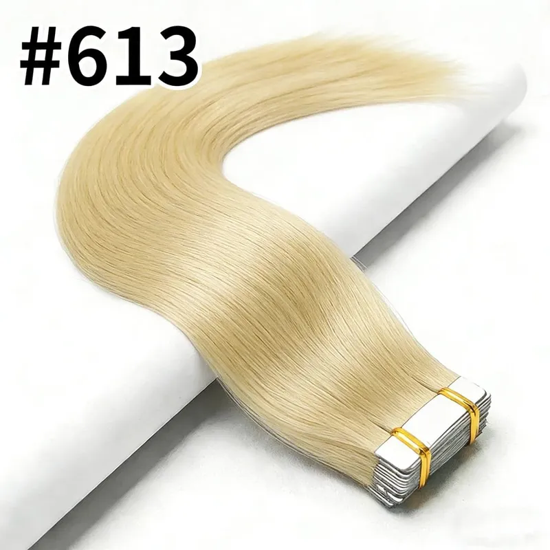 Straight Tape In Hair Extensions Real Human Hair Seamless Tape In Human Hair Extensions 50Gram 20Pcs Invisible Brown Tape Ins — image 15
