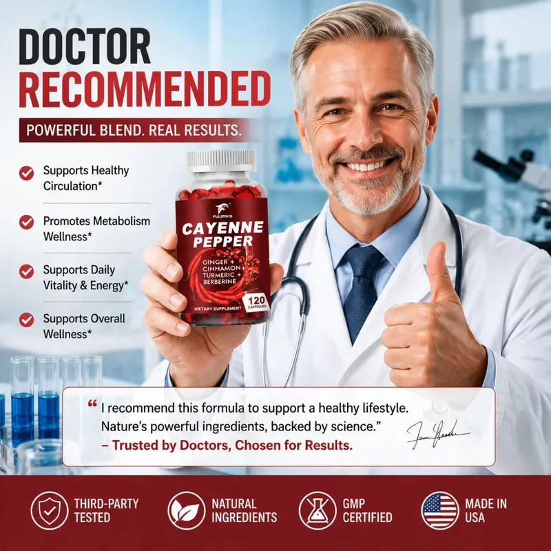 Cayenne Pepper Capsules Supports Cardiovascular Health Improves Digestion & Blood Circulation Capsaicin Supplement Softgels — image 6