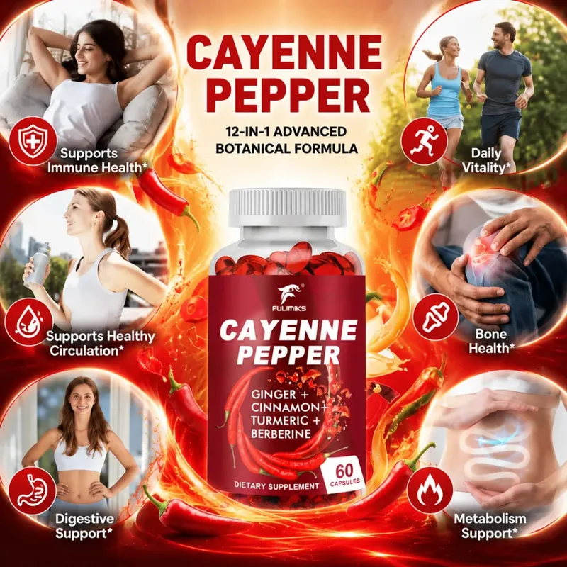 Cayenne Pepper Capsules Supports Cardiovascular Health Improves Digestion & Blood Circulation Capsaicin Supplement Softgels — image 4