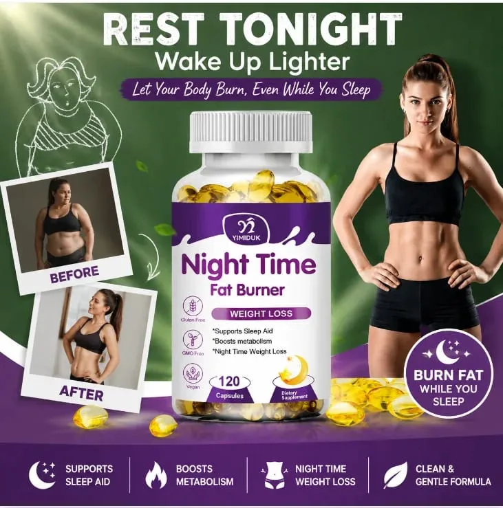 Night Time Slimming Fat Burning Capsules Support Weight Loss Appetite Suppression Metabolism Detoxification for Lean Physique — image 3