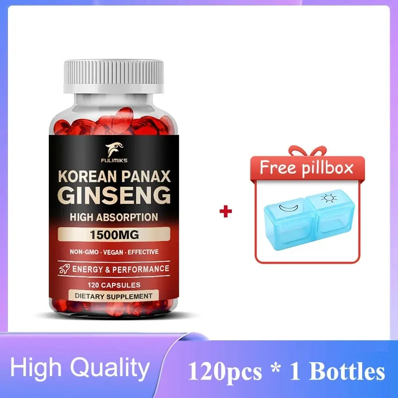 Panax Ginseng 15 000 mg - Red Korean Ginseng Συμπλήρωμα για Άντρες - Extra Strength - Energy Focus Παραγωγικότητα & απόδοση