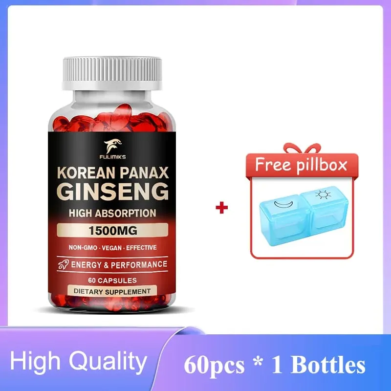 Panax Ginseng 15 000 mg - Red Korean Ginseng Συμπλήρωμα για Άντρες - Extra Strength - Energy Focus Παραγωγικότητα & απόδοση