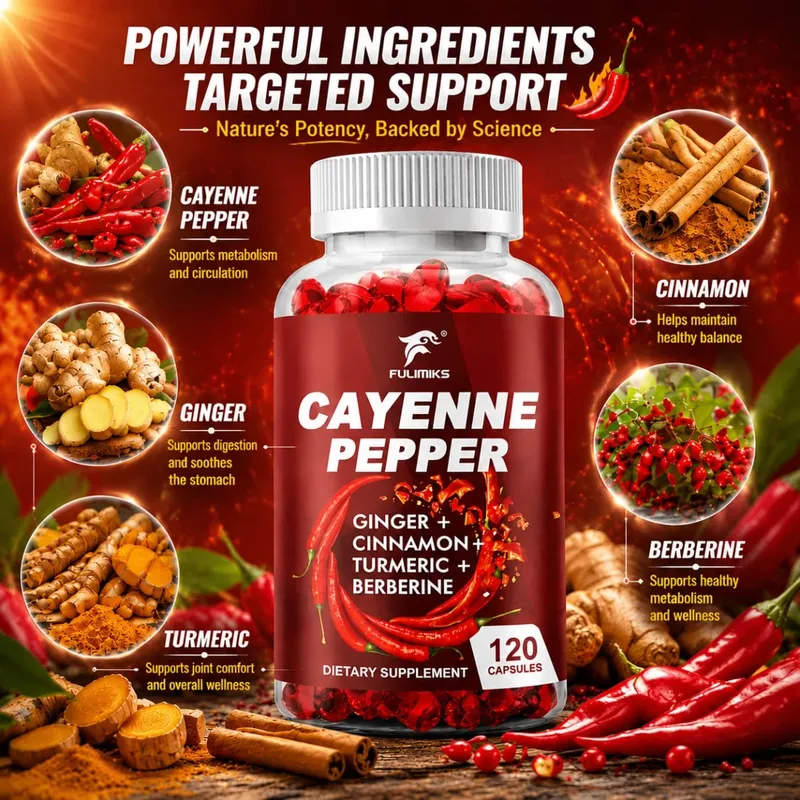 Cayenne Pepper Capsules Supports Cardiovascular Health Improves Digestion & Blood Circulation Capsaicin Supplement Softgels — image 3