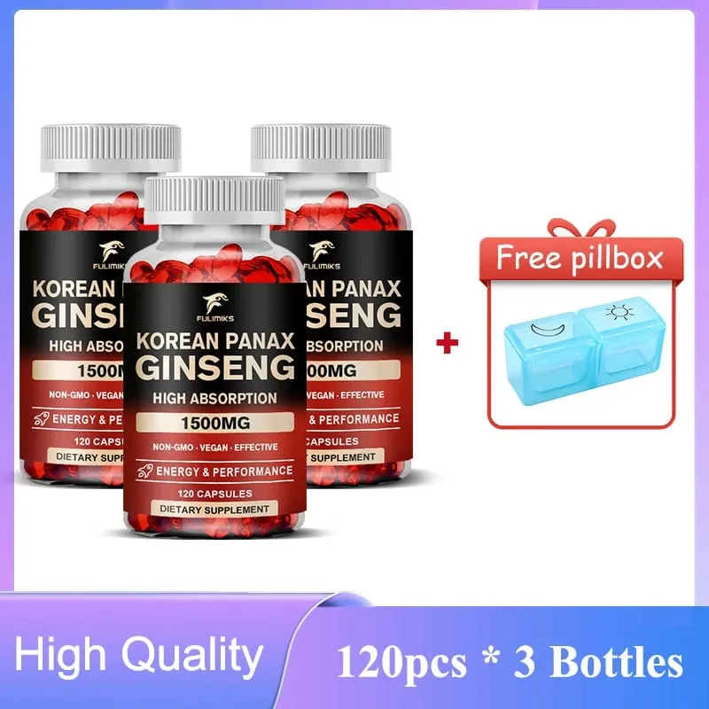 Panax Ginseng 15 000 mg - Red Korean Ginseng Συμπλήρωμα για Άντρες - Extra Strength - Energy Focus Παραγωγικότητα & απόδοση