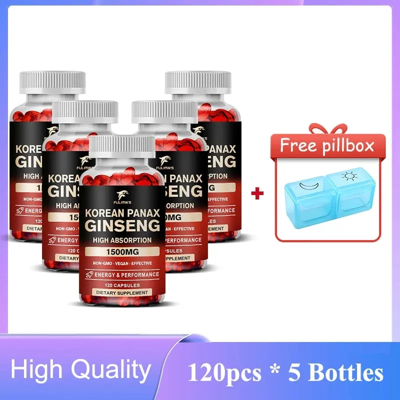 Panax Ginseng 15 000 mg - Red Korean Ginseng Συμπλήρωμα για Άντρες - Extra Strength - Energy Focus Παραγωγικότητα & απόδοση