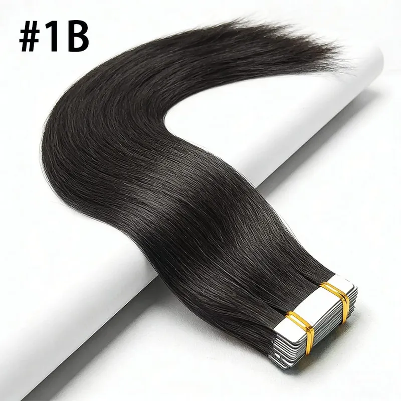 Straight Tape In Hair Extensions Real Human Hair Seamless Tape In Human Hair Extensions 50Gram 20Pcs Invisible Brown Tape Ins — image 10