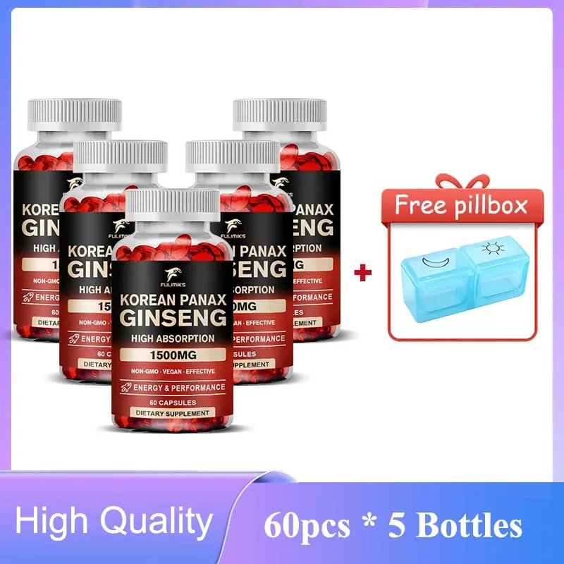 Panax Ginseng 15 000 mg - Red Korean Ginseng Συμπλήρωμα για Άντρες - Extra Strength - Energy Focus Παραγωγικότητα & απόδοση