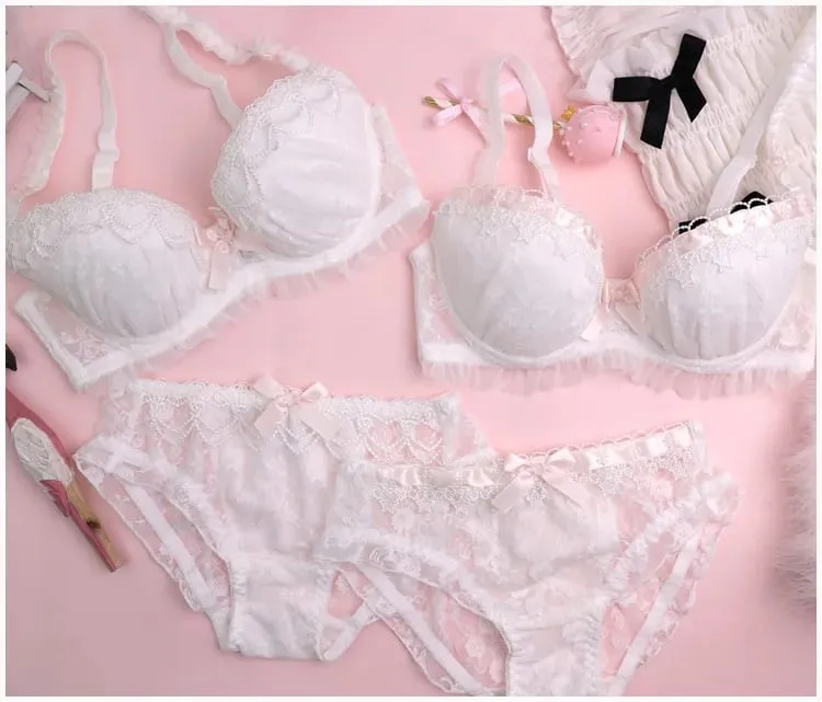 Ensemble de soutien-gorge en dentelle soluble dans l'eau pour filles, lingerie à section fine, confortable, sous-vêtements de couleur unie, bralette mignonne et sexy — image 5