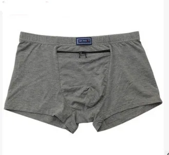 Dropshipping roupa interior masculina anti-roubo bolsos grandes boxer cuecas anti-roubo de quatro quartos, calcinha com zíper único