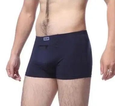 Dropshipping roupa interior masculina anti-roubo bolsos grandes boxer cuecas anti-roubo de quatro quartos, calcinha com zíper único — image 3