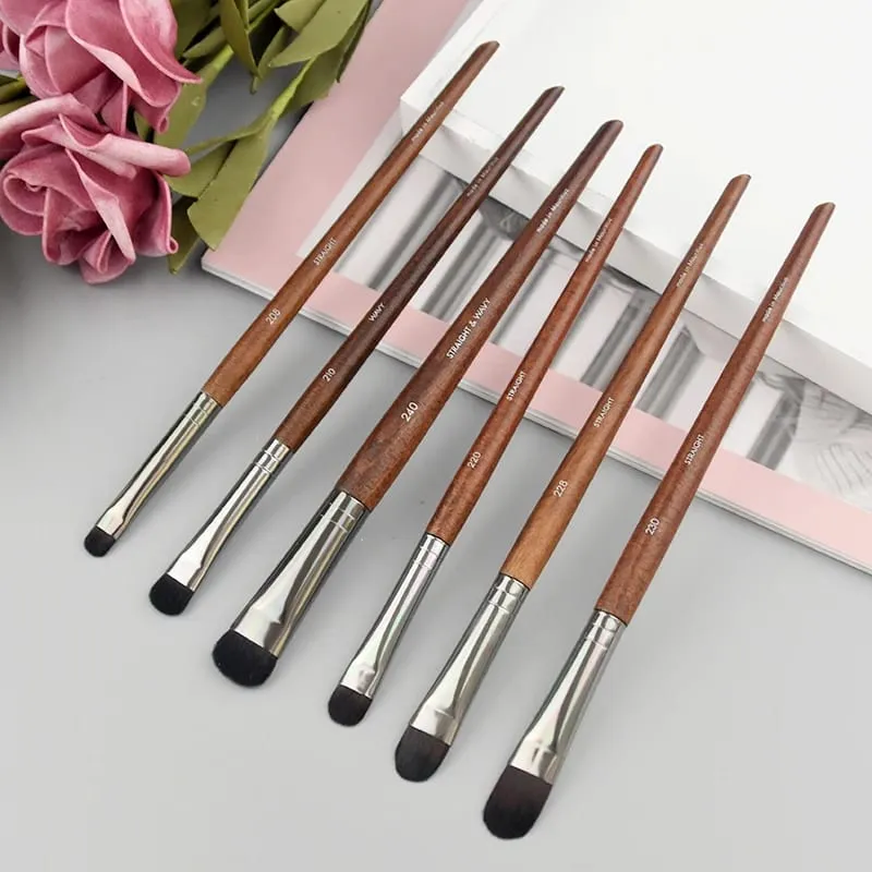 Ensemble complet de pinceaux de maquillage pour les yeux en bois naturel, kit de maquillage Pro pour fard à paupières, surligneur, sourcils, lèvres, cils, pratique — image 4