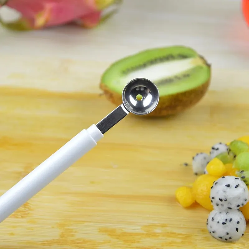 Μίνι Apple Ball Digger Melon Spoon Ice Cream Scoop Ανοξείδωτο ατσάλι διπλής άκρης Εργαλείο μαγειρέματος Κουζίνα DIY Αξεσουάρ Gadgets