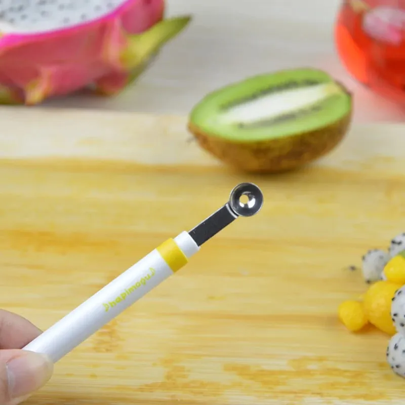 Μίνι Apple Ball Digger Melon Spoon Ice Cream Scoop Ανοξείδωτο ατσάλι διπλής άκρης Εργαλείο μαγειρέματος Κουζίνα DIY Αξεσουάρ Gadgets