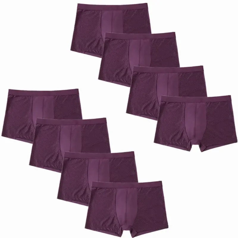 8 pçs/lote roupa interior boxer shorts masculinos malha verão homem sexy quente bolsa calcinha tamanhos grandes 5xl 6xl 7xl 8xl troncos