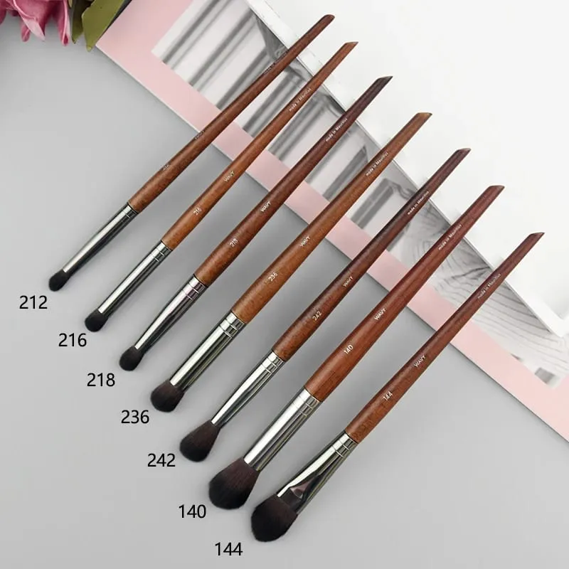 Ensemble complet de pinceaux de maquillage pour les yeux en bois naturel, kit de maquillage Pro pour fard à paupières, surligneur, sourcils, lèvres, cils, pratique — image 15