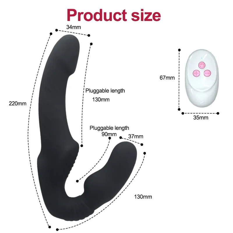 10 Speeds Strapless Strapon Dildo Vibrator Female Double Vibrating G Spot Adult Sex Toys For Women Couple Anal Prostate Massager — image 4