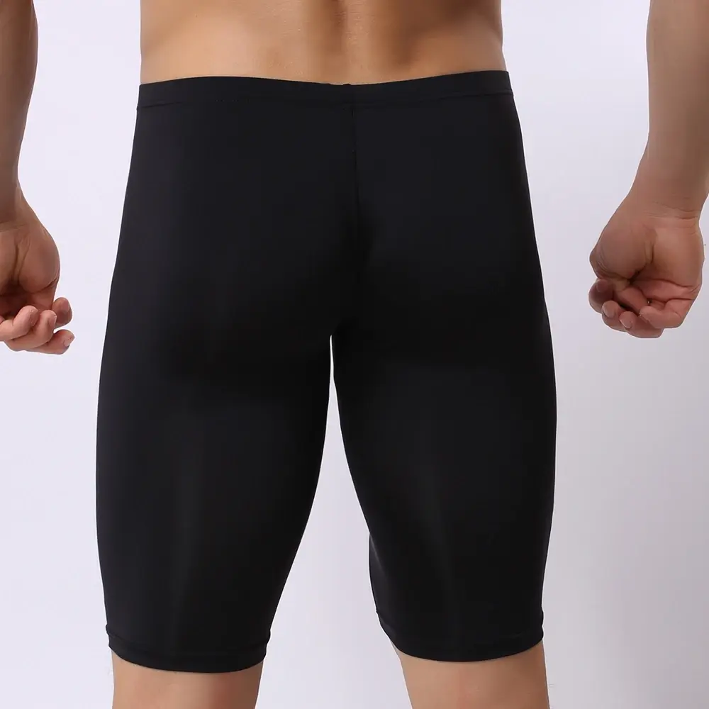 Men Ultra-thin Underwear Transparent Men Boxer Sculpting Half-length Solid U Convex Pouch Boxer Mens Long Underwear — image 3