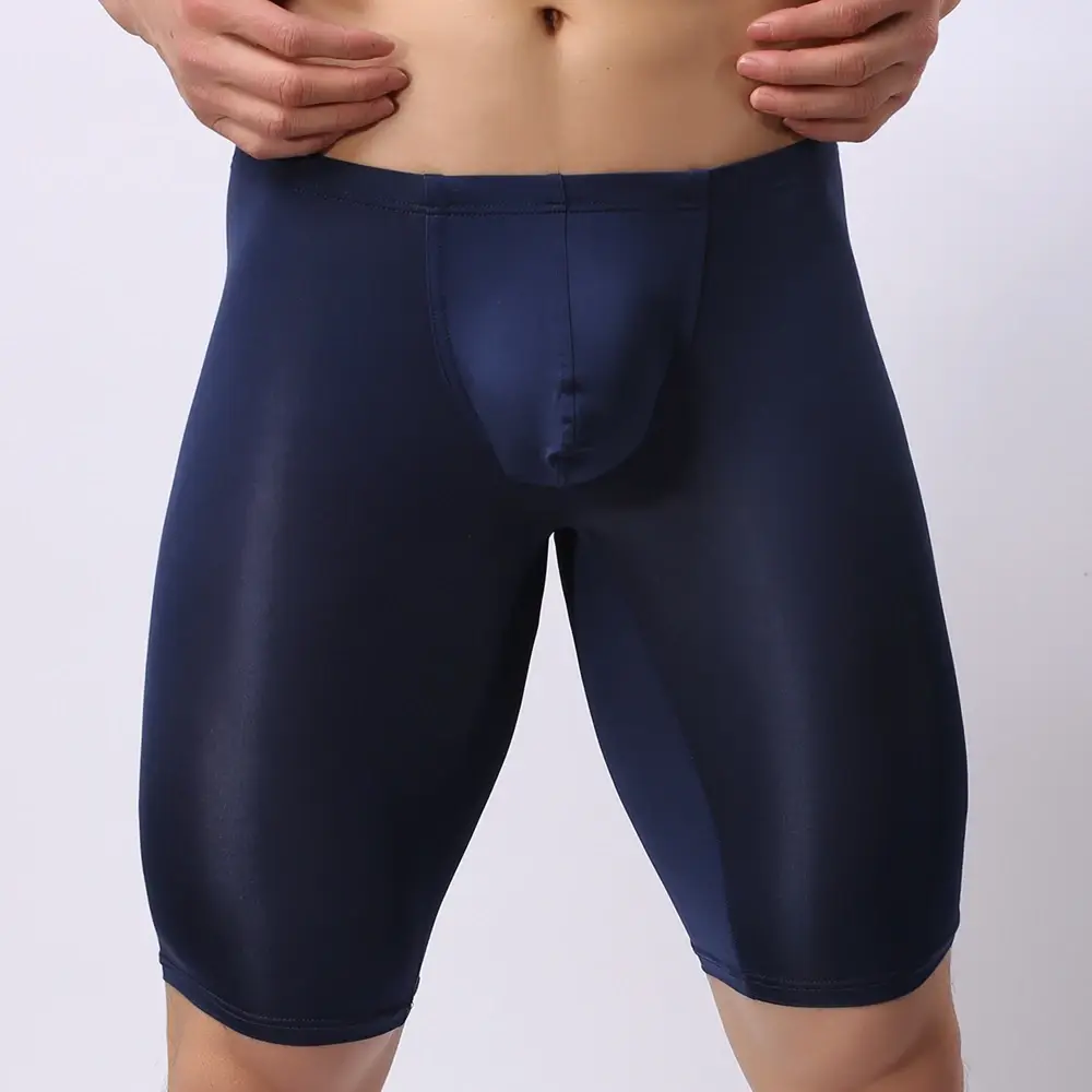 Men Ultra-thin Underwear Transparent Men Boxer Sculpting Half-length Solid U Convex Pouch Boxer Mens Long Underwear — image 5