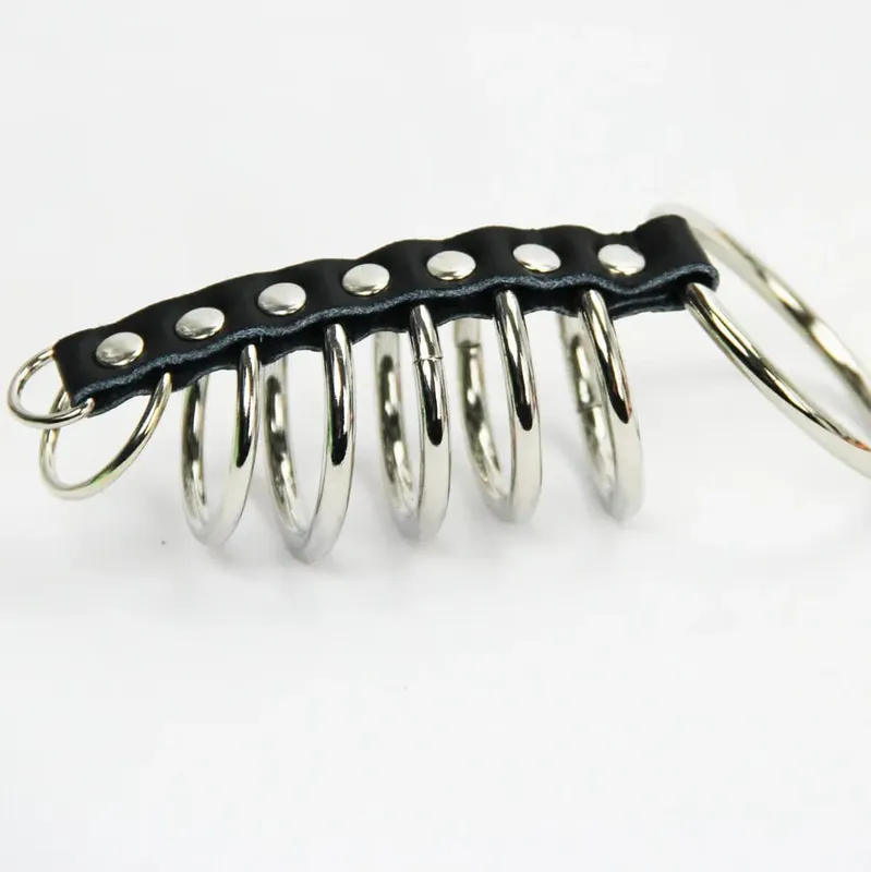 8Rings cock ring delay penis holder steel Fetish extender Ejacu Cage Bondage Impotence Erection Aid Sex aid Erectile Dysfunction — image 3