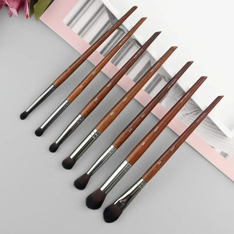 Ensemble complet de pinceaux de maquillage pour les yeux en bois naturel, kit de maquillage Pro pour fard à paupières, surligneur, sourcils, lèvres, cils, pratique — image 2