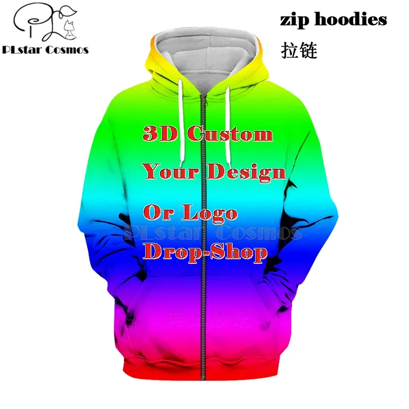 DIY benutzerdefinierte Volldruck 3D Hoodies erstellen Design Foto/Sie wollen Muster personalisierte individuelle Reißverschluss Sweatshirts Übergröße — image 8