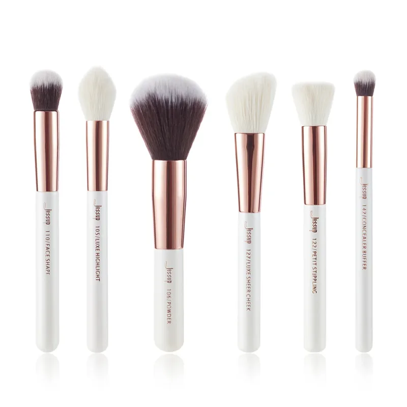 Jessup pinceaux de maquillage ensemble 6 pièces pinceau de maquillage poudre naturelle-synthétique Contour Blush surligneur mélange correcteur Kits de pinceaux de maquillage