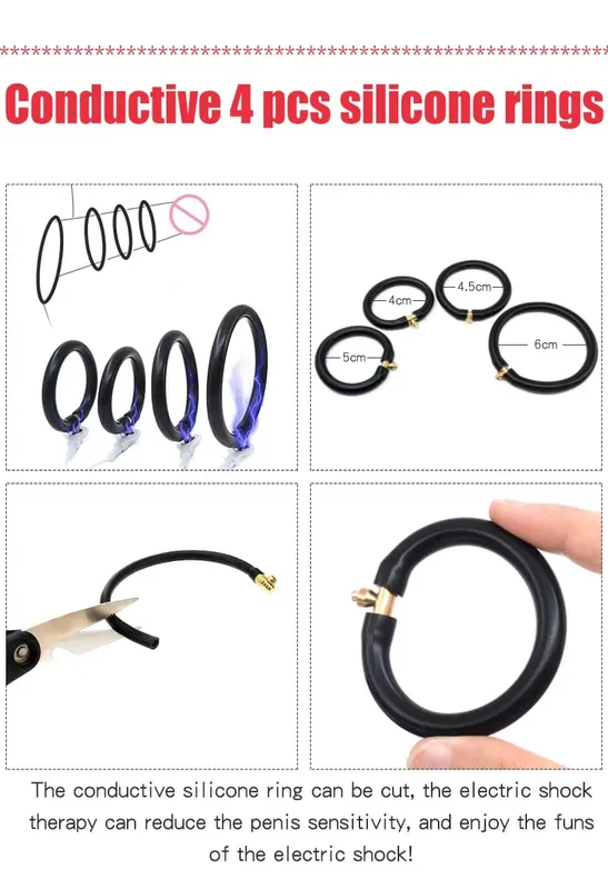 Electric Shock Penis Ring Penis Electro Stimulation Massage Cock Rings Medical Themed Toys For Men Adult Sex Product Accessories