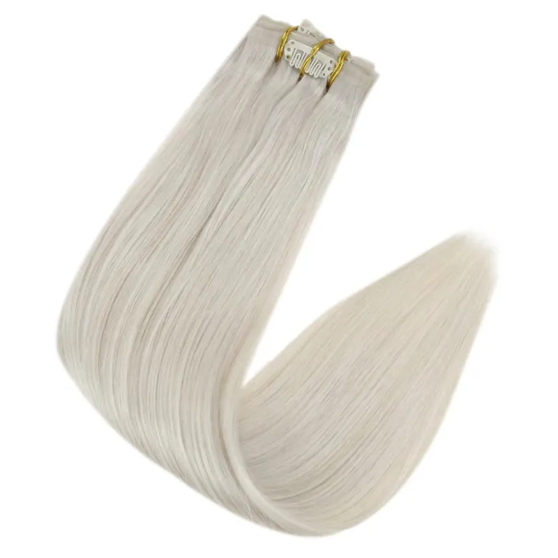 Full Shine Seamless Invisible Clip In Extensions Human Hair 8 τμχ 120g Remy Balayage Ξανθό Χρώμα — image 16