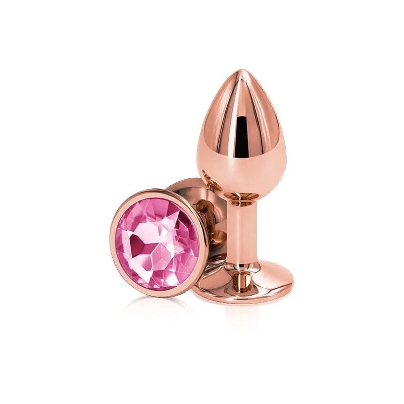 Rainbow Rose gold pink Small Medium size set Heart shape Crystal Metal anal beads butt plug Jewelry sex toy for female male — image 4