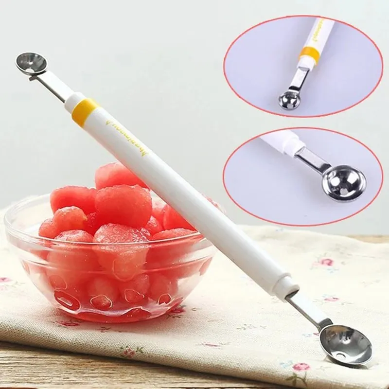 Μίνι Apple Ball Digger Melon Spoon Ice Cream Scoop Ανοξείδωτο ατσάλι διπλής άκρης Εργαλείο μαγειρέματος Κουζίνα DIY Αξεσουάρ Gadgets
