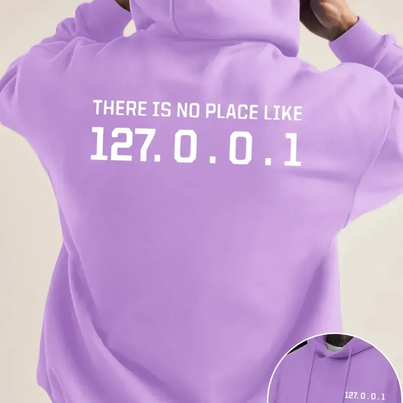 Programmer Geek 127.0.0.1 Hoodies gráficos de texto para homens com estampa dupla face macia de lã solta com capuz — image 7