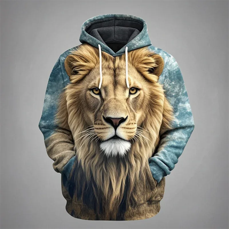 3D Lion Graphic Printed Men's Hoodie Fashion Street Hooded Sweatshirt Summer Autumn Oversized Tracksuit Pullover Casual Hoodies — image 6