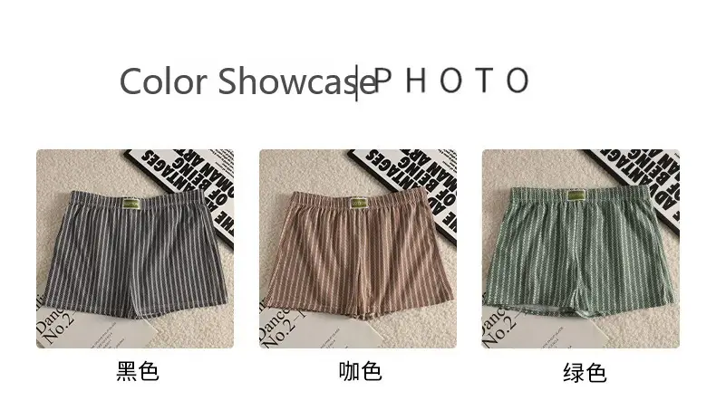 Herrtrosor Randiga Lösa Andas Hemma Boxerskalsonger Plus Size Mjuk och bekväm bomull Boxers Sport Short Section — image 3
