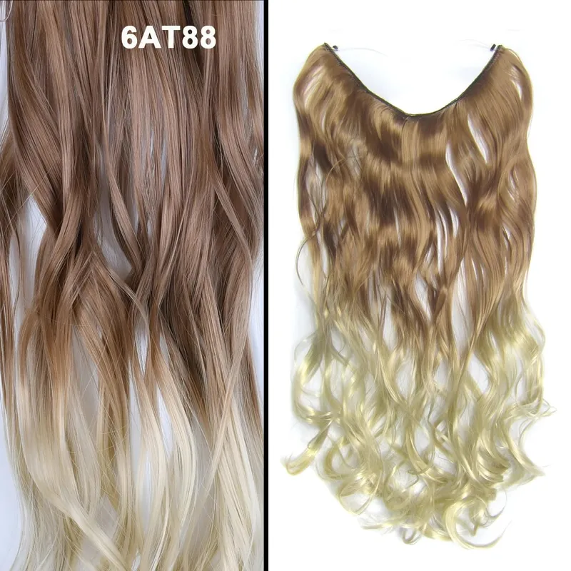 Jeedou Wavy Hair Extension Elasticity Invisible Wire Fish Line One Piece No Clips Synthetic Hairpieces Ombre Color For Ladies — image 53