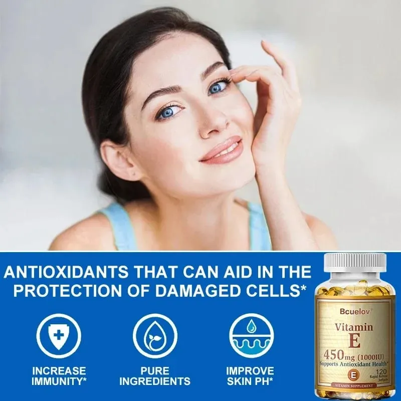 Bcuelov E-vitamin 450 mg (1000 NE) vegyes, támogatja az immunrendszert és a bőr táplálását – természetes antioxidáns – glutén- és tejmentes — image 4