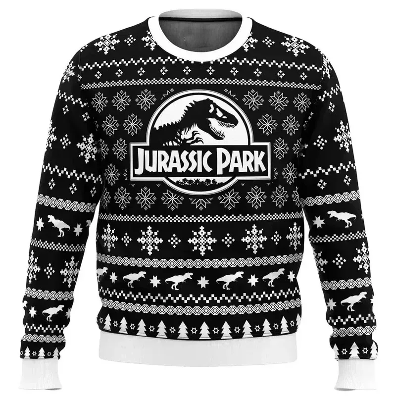 Jurassic Park Dinossauros Feliz Natal Roupas Presentes Suéteres de Papai Noel Moletons masculinos e femininos 3D Festa de outono e inverno