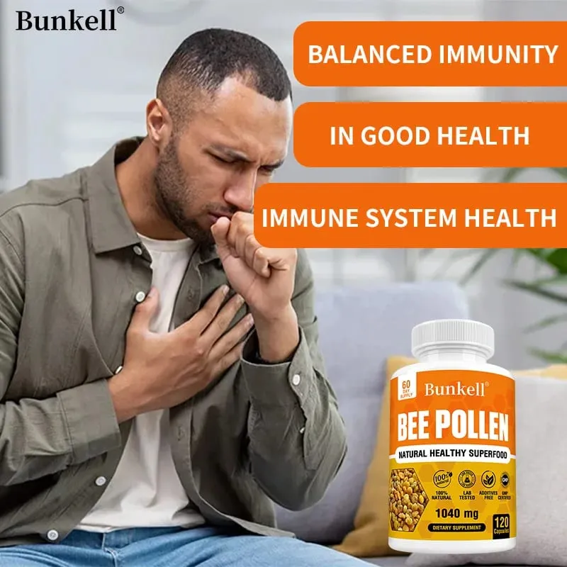 Bee Pollen Supplement 100% Natural Raw Bee Pollen Vegetarian Capsules Probiotic Superfood Digestion Immune Support & Energy — image 4