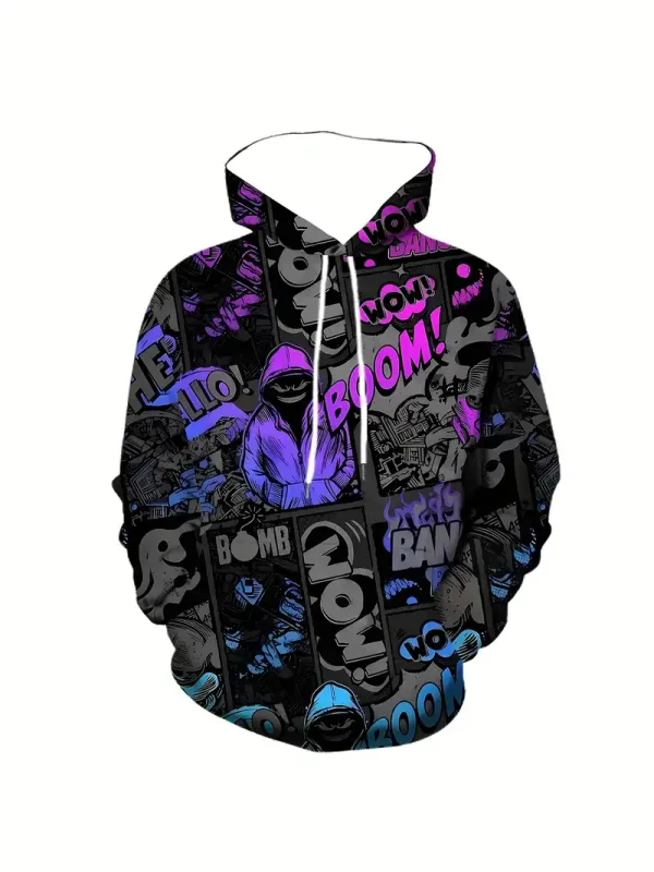 2024 novo masculino pintado graffiti fluxo impresso hoodie casual na moda manga longa esportes topo rua masculino padrão colorido hoodie — image 16