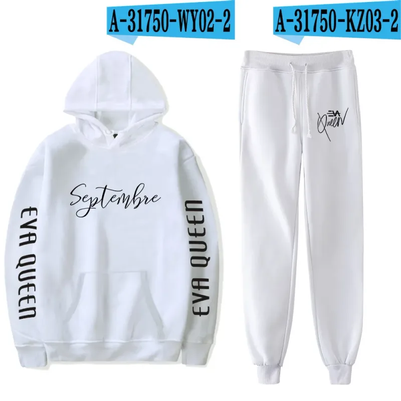 Hip hop confortável eva rainha impressão moletom moletom terno hoodies + calças terno meninos/meninas 2 peça conjunto roupas — image 39