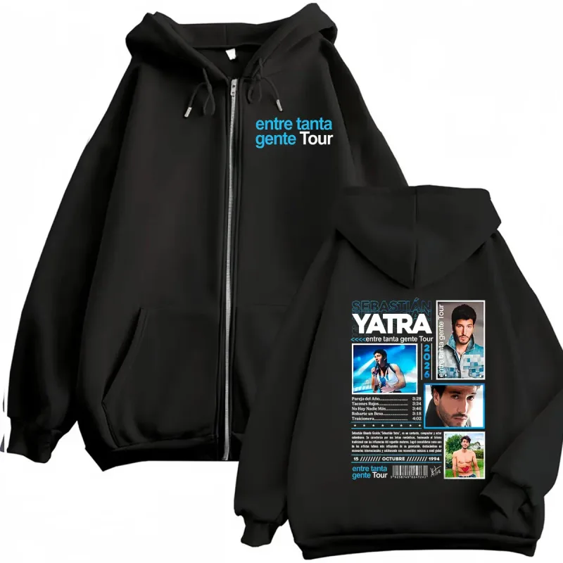 Sebastian Yatra Entre Tanta Gente Tour 2026 Zipper Moletons Roupas Masculinas Com Capuz Moda Hip Hop Zip Up Hoodies Casacos Jaqueta — image 1