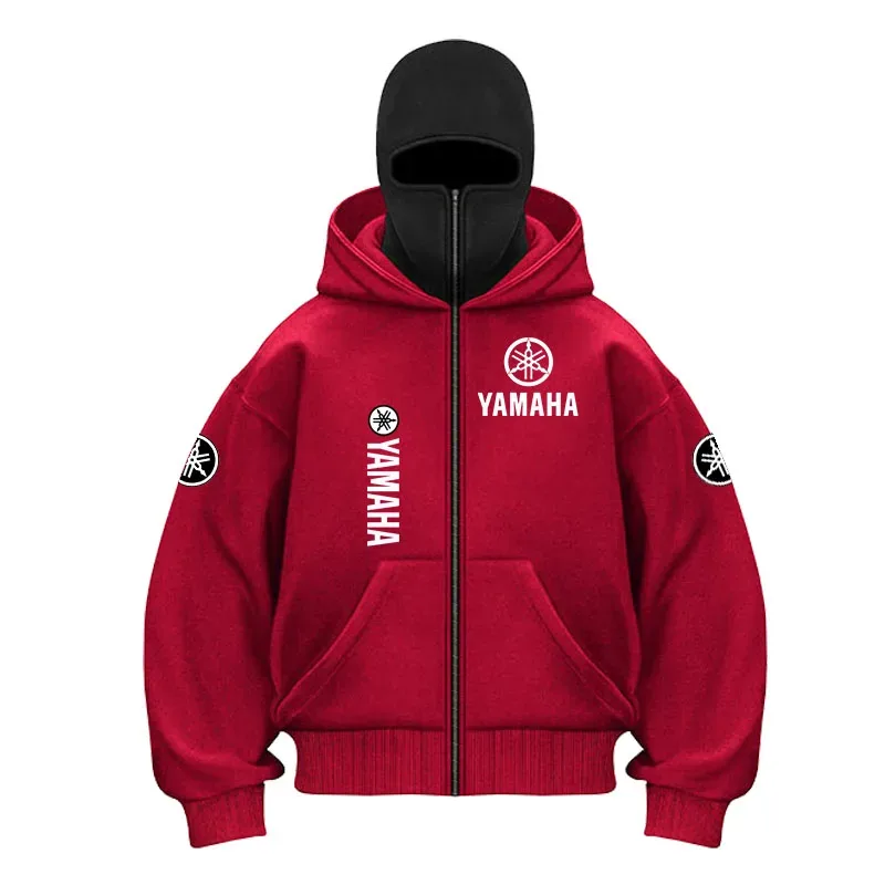 Máscara de ciclismo de algodão com logotipo da Yamaha, moletom com capuz com zíper, masculino e feminino, outono e inverno, novo estilo, moda casual, retrô, ciclismo — image 8