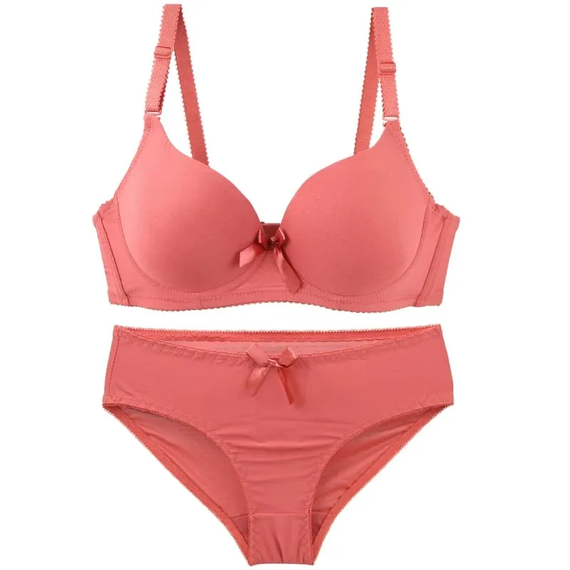 2025 New Sexy Sikn Black Blue Red Light-green Pink Bras Set Solid Smooth ABC Cup Underwear For Women Push Up Lingerie — image 4