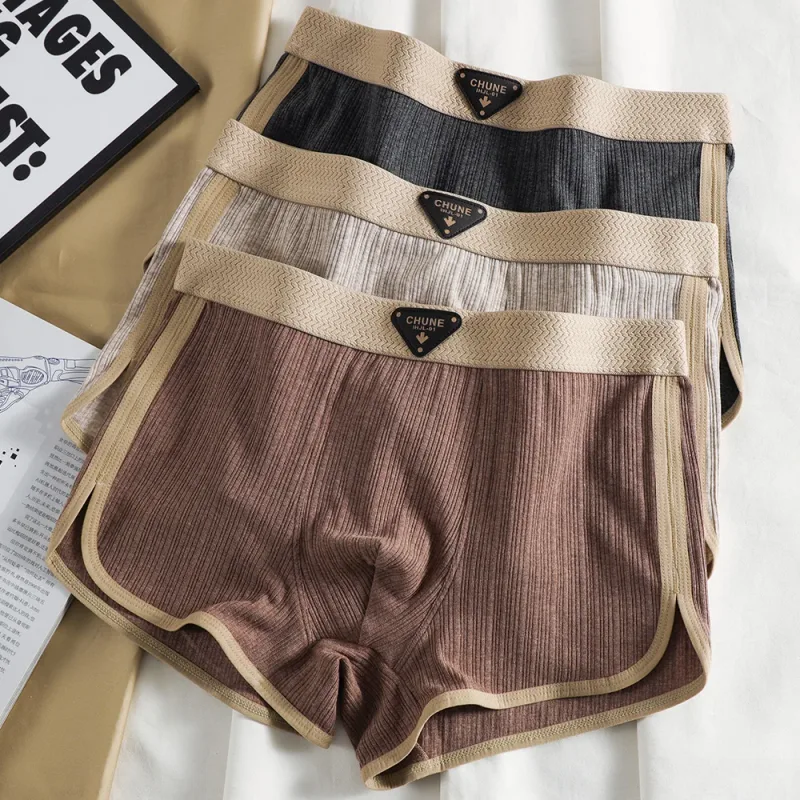 3 unidades/pacote 100% algodão sólido listrado calcinha masculina para 40-100kg malha respirável virilha cuecas boxers de cintura alta elástica — image 21
