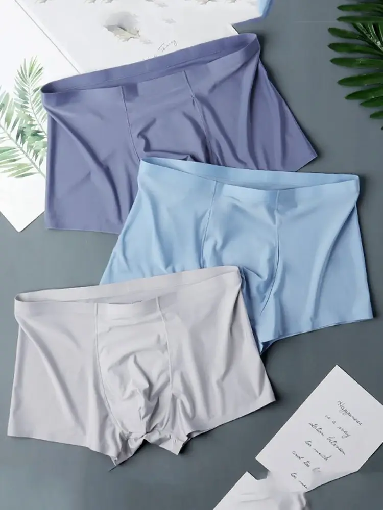 10 Pcs Panlalaking Ice Silk Sexy Seamless Ultra-manipis na Boxer Briefs Shorts Underwear Underpants Panti na Makahinga ng Lalaki — image 1