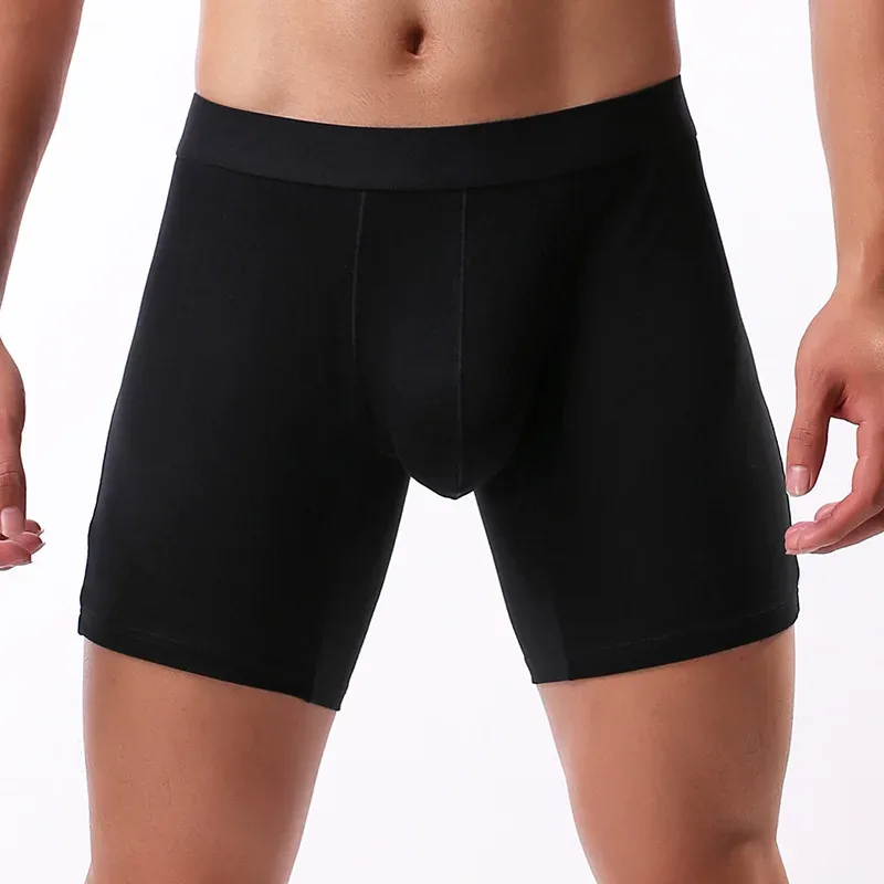 Boxershorts för män Casual Sport Förlängda bomullsunderkläder Slitstarka trunk U Convex Pouch Kalsonger Boxershorts Underkläder — image 4